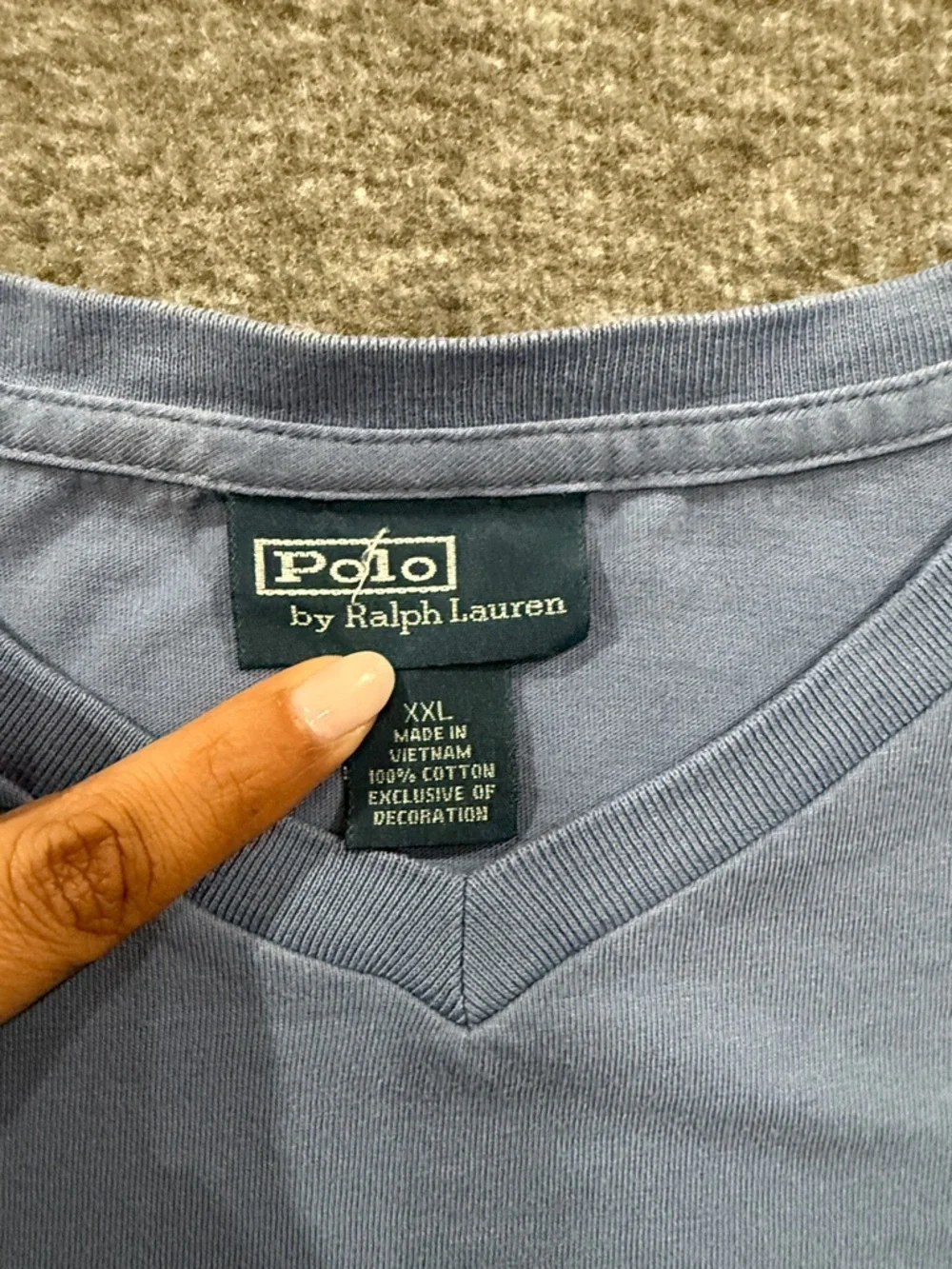 Polo by Ralph Lauren Blue V-Neck‎ Tee with Yellow Pony Size XXL